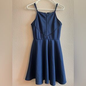 Altar’d State Navy Blue‎ Adjustable Strap Knee Length Dress w/ Design Front